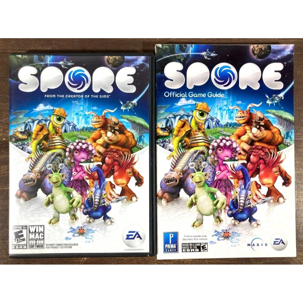 SPORE 2008 Win/Mac PC DVD-ROM w/ Prima Official GAME GUIDE Manual VGC Windows EA